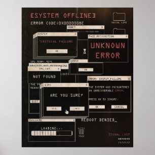 Poster Système Hors Ligne - Design Techno-Brutaliste