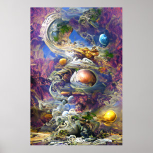 Poster Système solaire à galaxie violette