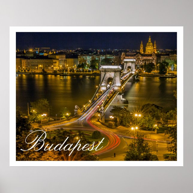 Poster Szechenyi Pont Chaîne Budapest, Hongrie (Devant)