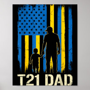 Poster T21 papa silhouette drapeau américain syndrome de
