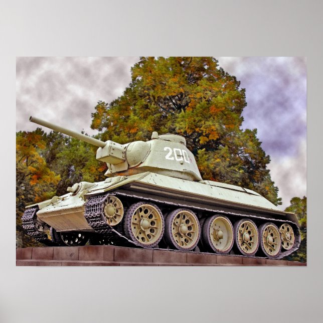 Poster T-34 Réservoir russe, Mémorial de guerre soviétiqu (Devant)