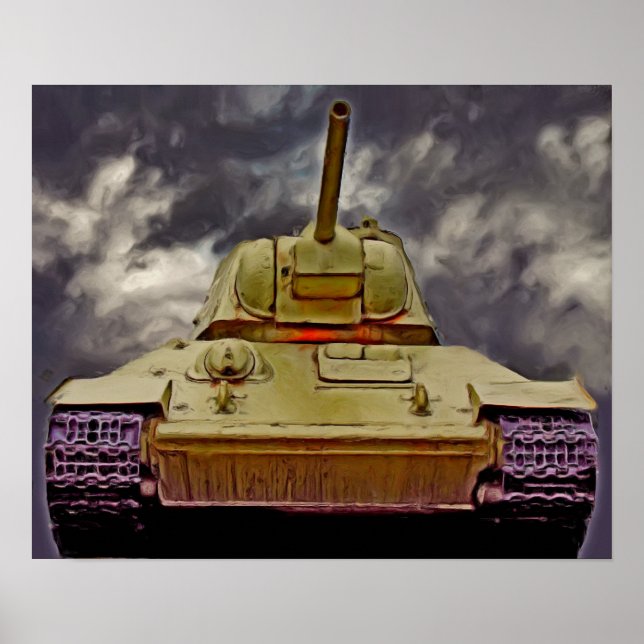Poster T-34 Réservoir russe, Mémorial soviétique, Berlin  (Devant)