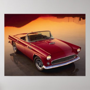 Poster T-Oiseau rouge vintage