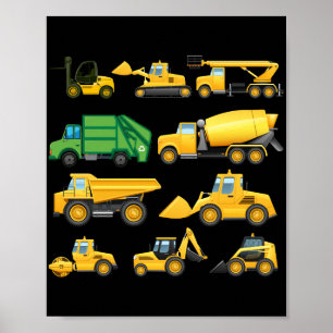 Poster T reuqcukiCamions Et Diggers Constructions