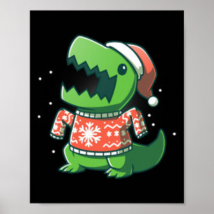 Poster T-Rex Christmas Fun Dinosaur Saurus moche