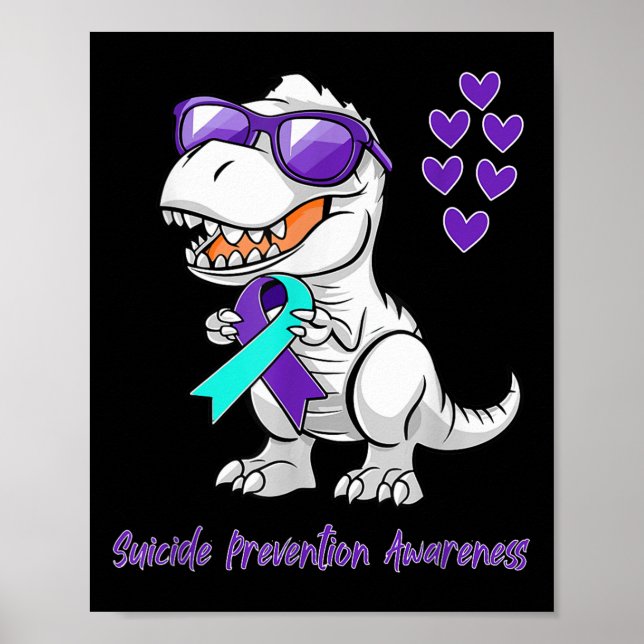 Poster T-rex Dinosaur Suicide Prevention Awareness Day Di (Devant)