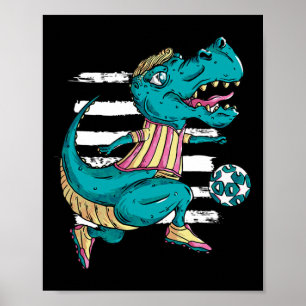 Poster T-rex Dinosaure Joue au Football - Conception Trex
