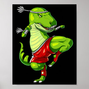 Poster T-rex Dinosaure Muay Thai Boxe Karaté Art Martiaux