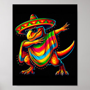 Poster T-rex faisant le dabbing cinco de mayo dinosaure m