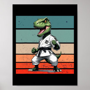 Poster T.rex Karate Gi Ceintures Noires Posture Puissante