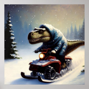 Poster T Rex Snowmobile