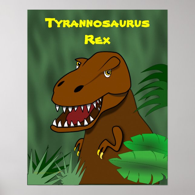 Poster T-Rex Tyrannosaurus Rex Cartoon Scare Dinosaur (Devant)