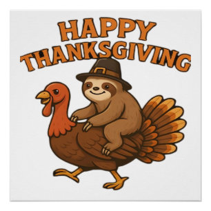 Poster T-Shi Pilgrim Sloth sur le classique de Thanksgivi