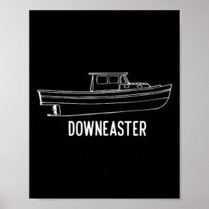 Poster T Shir bateau de pêche au homard Downeaster de l'É
