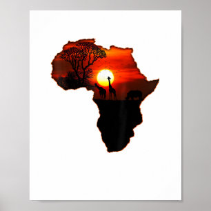 Poster T Shirt Afrique Carte du Tee Afrique Tee Coucher d