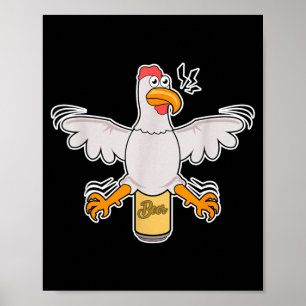 Poster T-shirt BBQ poulet canette bière _ joli BBQ arrièr