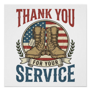 Poster T-shirt de bottes militaires de remerciement pour 