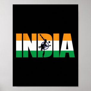 Poster T Shirt de cricket d'Inde Maillot de fans nationau