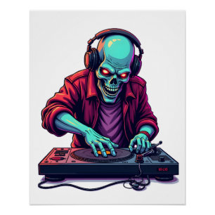 Poster T-shirt de festival de musique Zombie DJ Halloween