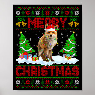 Poster T-shirt de Noël moche renard drôle renard animal j