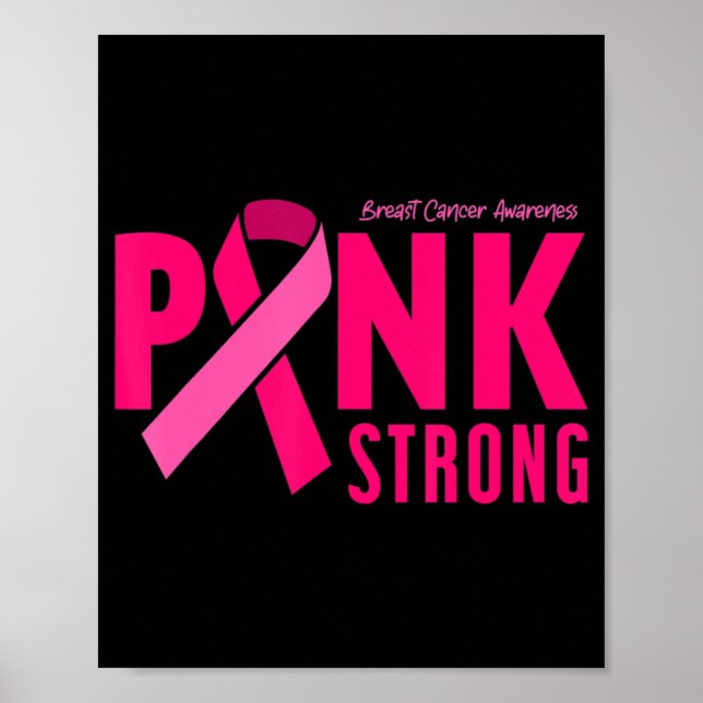 Poster T-shirt de sensibilisation au cancer du sein rose  (Devant)