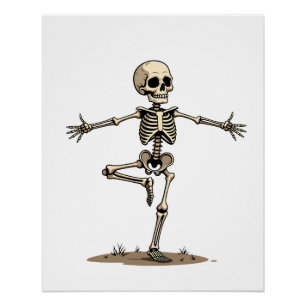 Poster T-shirt de yoga squelette drôle pour Halloween fit