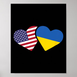 Poster T Shirt Drapeau Ukraine Usa Cœur Américains Ukrain