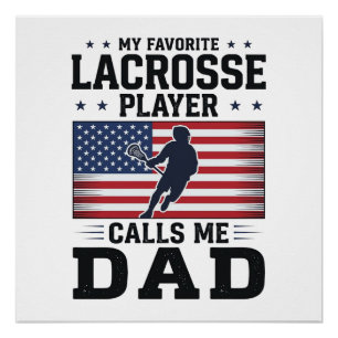 Poster T-shirt drôle de papa de lacrosse drapeau américai