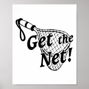 Poster T-shirt drôle de pêche pour attraper le filet pour