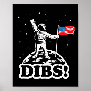 Poster T-shirt drôle d'espace Usa Astronaute Drapeau de L