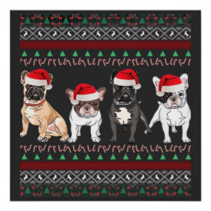 Poster T-shirt essentiel de Noël laid pour bouledogue fra