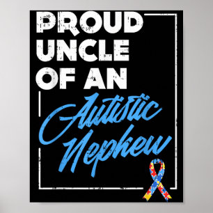 Poster T-shirt Fier Oncle D'un Neveu Autiste Soutien Auti
