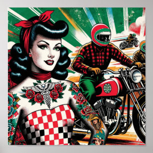 Poster T-Shirt Fille Motocyclette