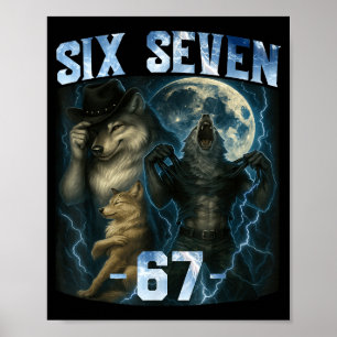 Poster T-shirt graphique drôle 67 Alpha Wolf Six Sept Hum