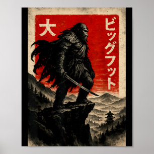 Poster T-shirt graphique Samouraï Bigfoot Japonais Vintag