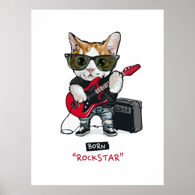 Poster T-shirt Kitty Rockstar (Devant)