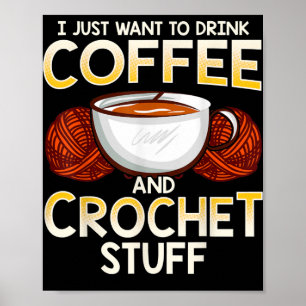 Poster T-shirt Knitter Crochet Café Et Amant