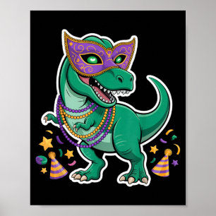 Poster T-shirt Mardi Gras Femme T-rex Dinosaure Homme Mar