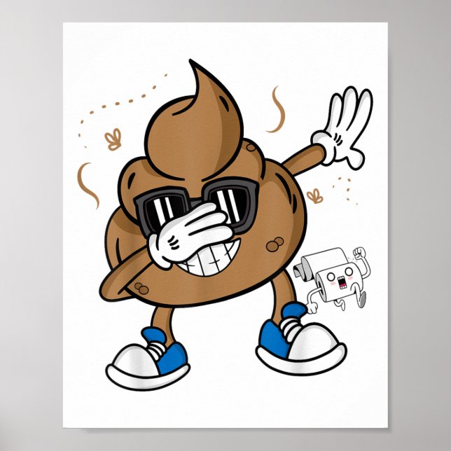 Poster T-shirt mignon de caca en dab - Émoticon drôle J'a (Devant)