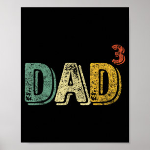 Poster T-shirt Papa au cube Papa de trois Citation drôle