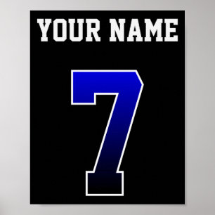 Poster T Shirt Personnalisé Bleu Personnalisé Numéro 7