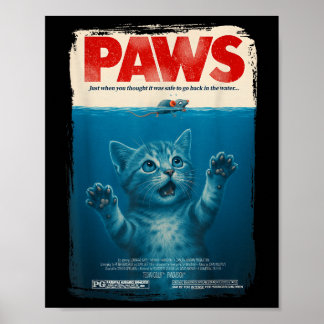 Poster T-shirt Rétro Vintage Pattes de Chat - Drôles de P