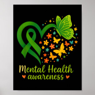 Poster T Shirt Santé Mentale, Ruban Mignon de la Santé Me