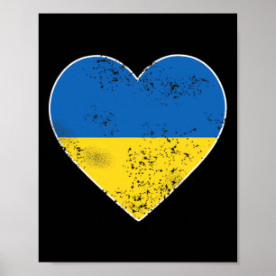 Poster T Shirt Ukraine pour hommes et femmes Cœur Drapeau