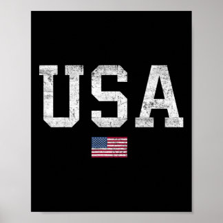Poster T-shirt Usa Femmes Hommes Enfants Drapeau Américai