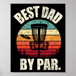 Poster T-shirt Vintage Disc Golf Papa, Meilleur Papa Par