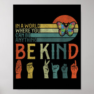 Poster T-shirts Asl Be Kind Au Papillon Garçon Enfant Sen