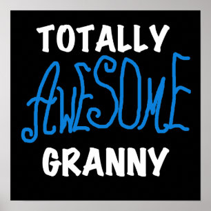 Poster T-shirts bleu et cadeaux de mamie totalement