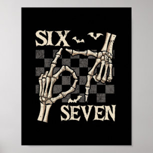 Poster T-shirts drôles 67 Meme squelette main 6 7 Hallowe