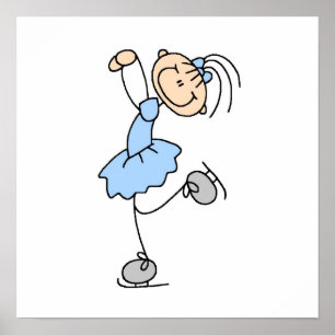 Poster T-shirts et cadeaux bleus de patineur artistique